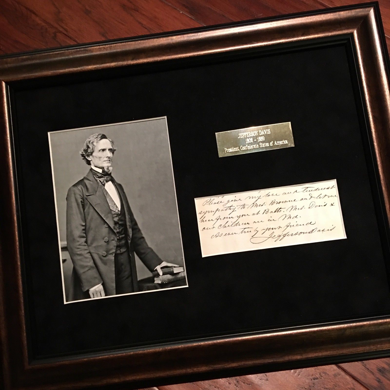 JEFFERSON DAVIS * JSA COA * Confederate President AUTOGRAPH Note * SIGNED 2X