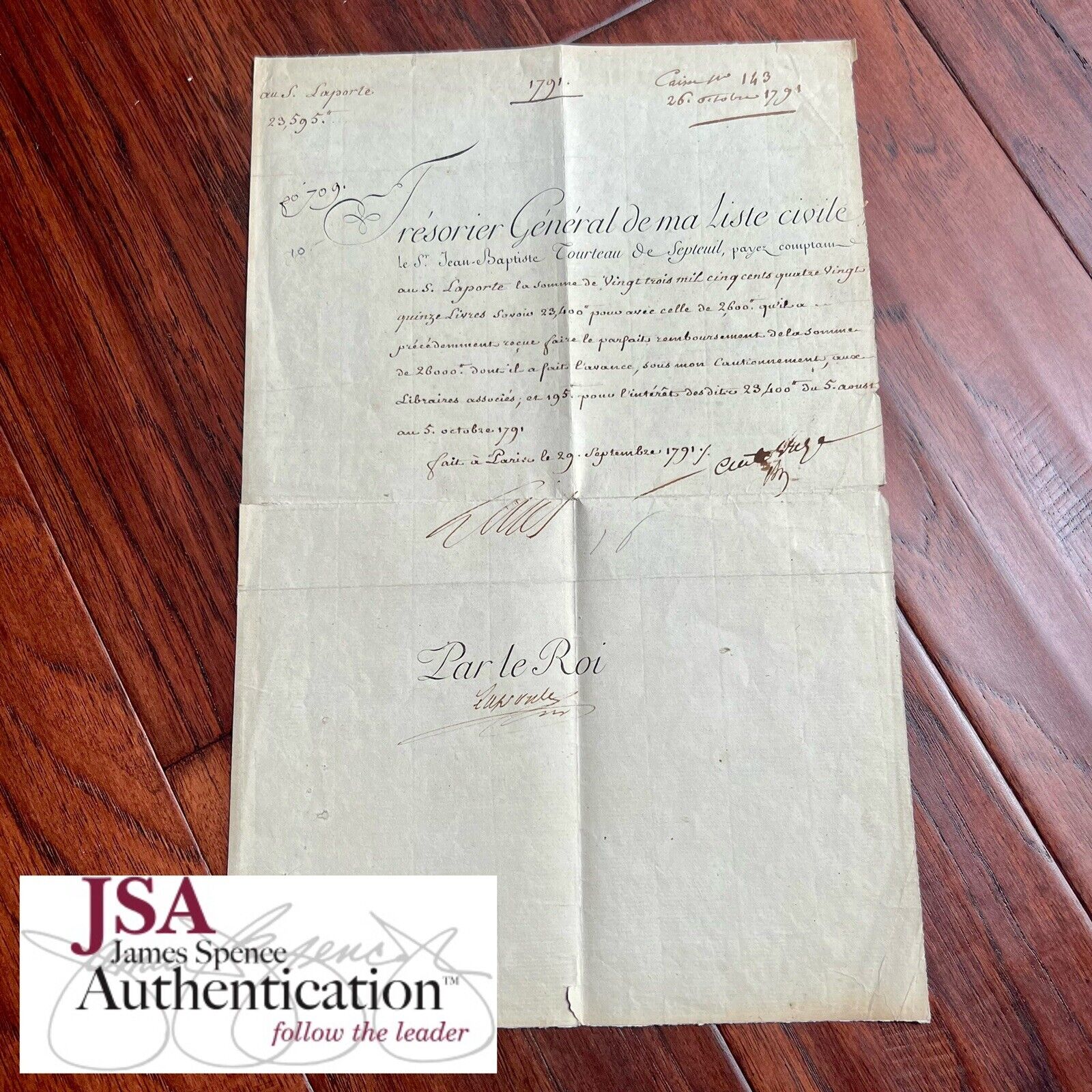 LOUIS XVI * JSA LOA * Beheaded King Signed Excessive Spending Document Autograph