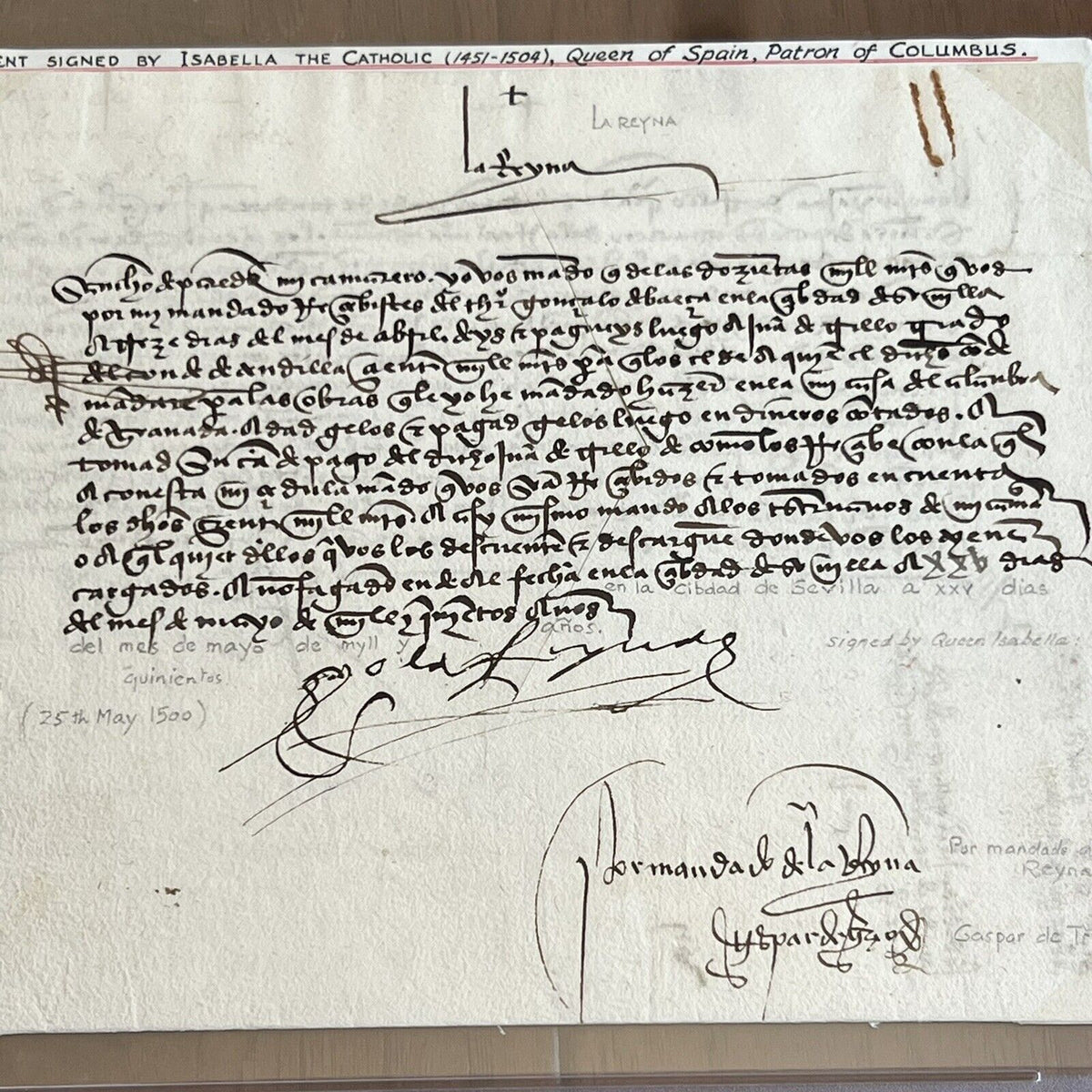 QUEEN ISABELLA I * PSA/DNA * Signed During Columbus 3rd Voyage Autograph
