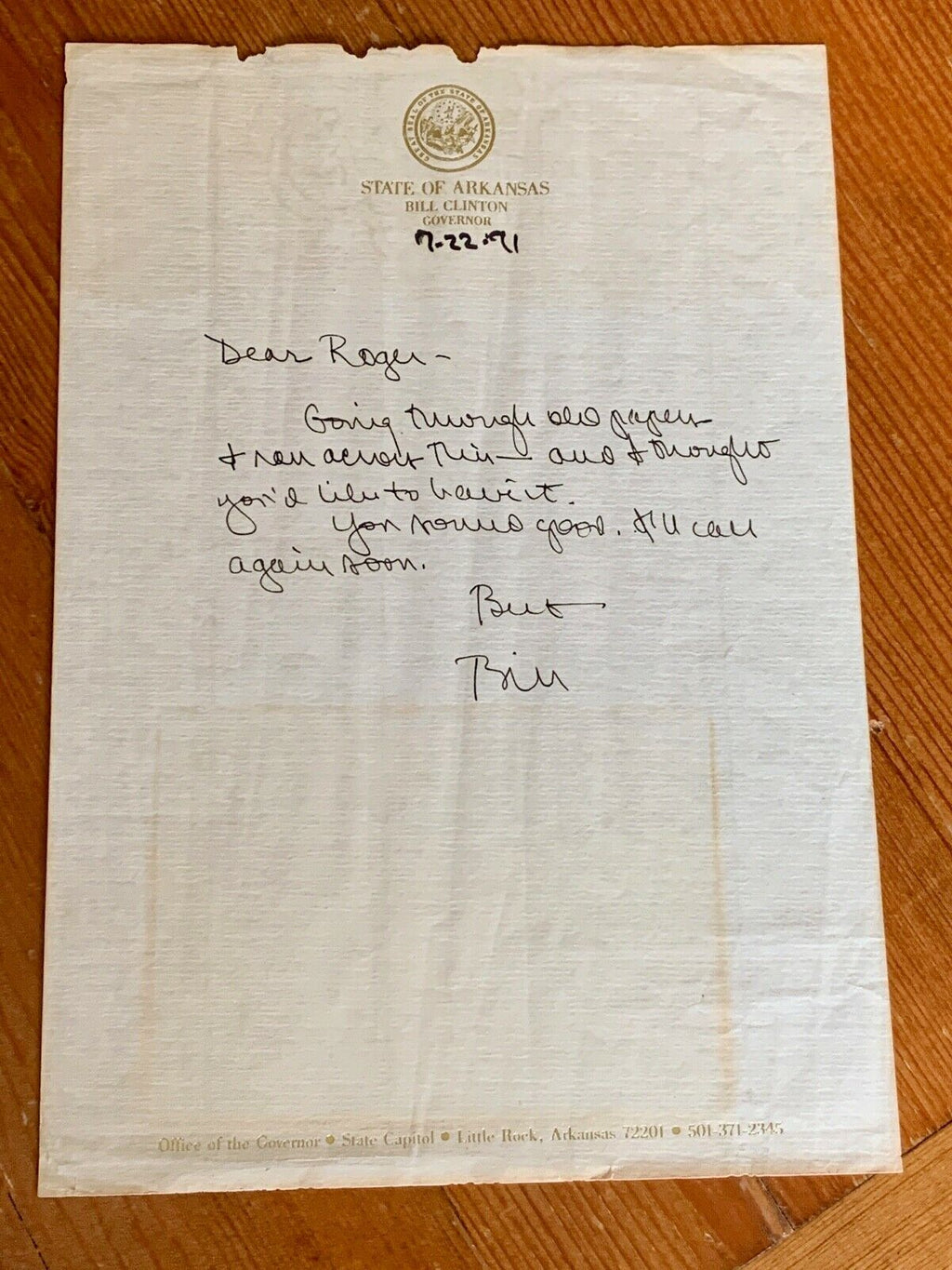 BILL CLINTON * JSA * AUTOGRAPH Letter SIGNED to Bro ROGER + rare PERSONAL photo!