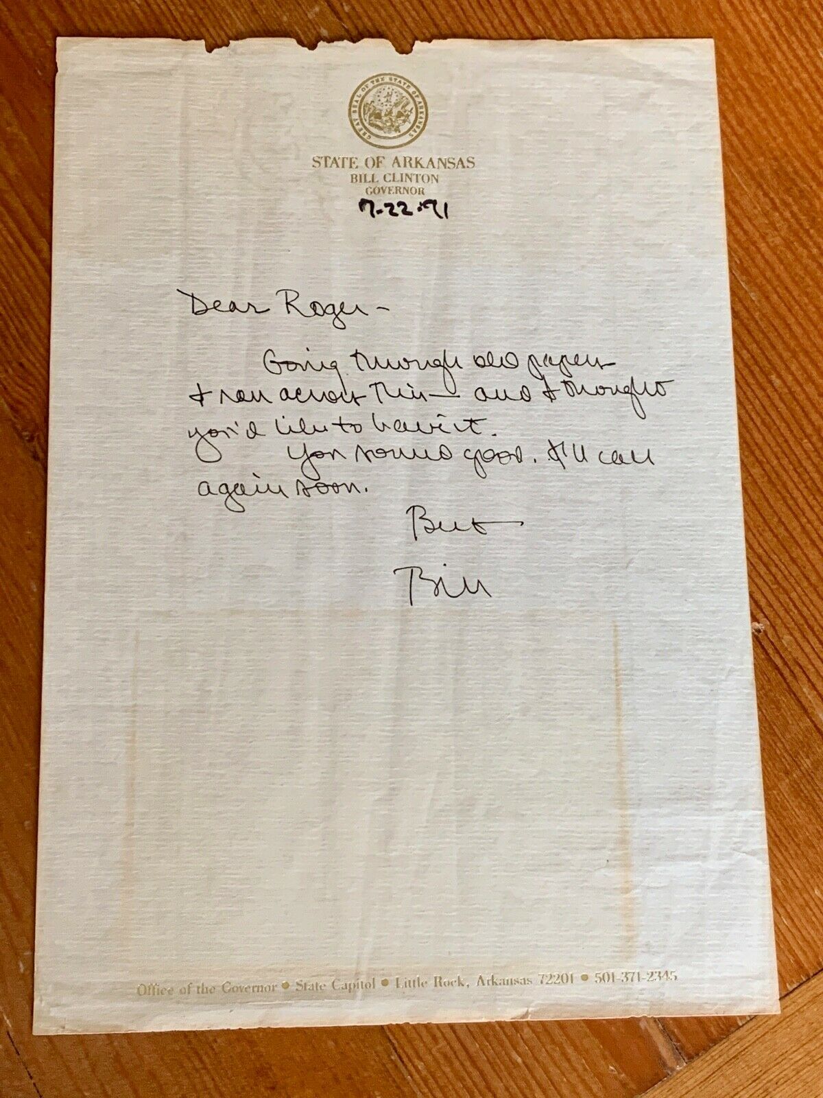 BILL CLINTON * JSA * AUTOGRAPH Letter SIGNED to Bro ROGER + rare PERSONAL photo!
