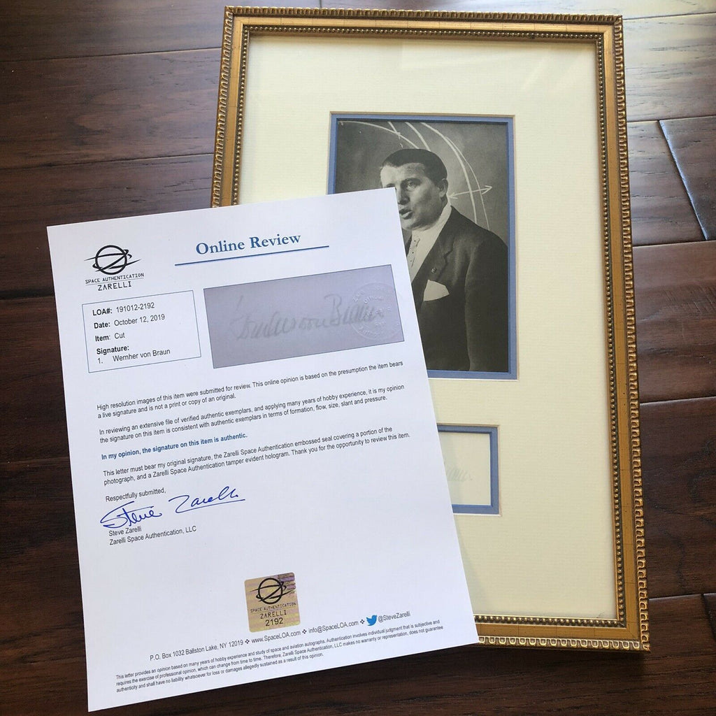 WERNHER VON BRAUN * ZARELLI LOA * Signed Autograph Index Card NASA Engineer *
