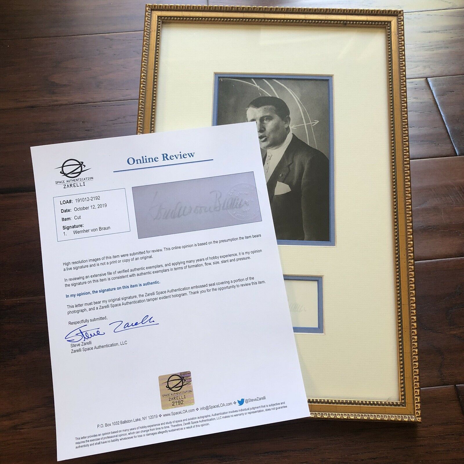 WERNHER VON BRAUN * ZARELLI LOA * Signed Autograph Index Card NASA Engineer *