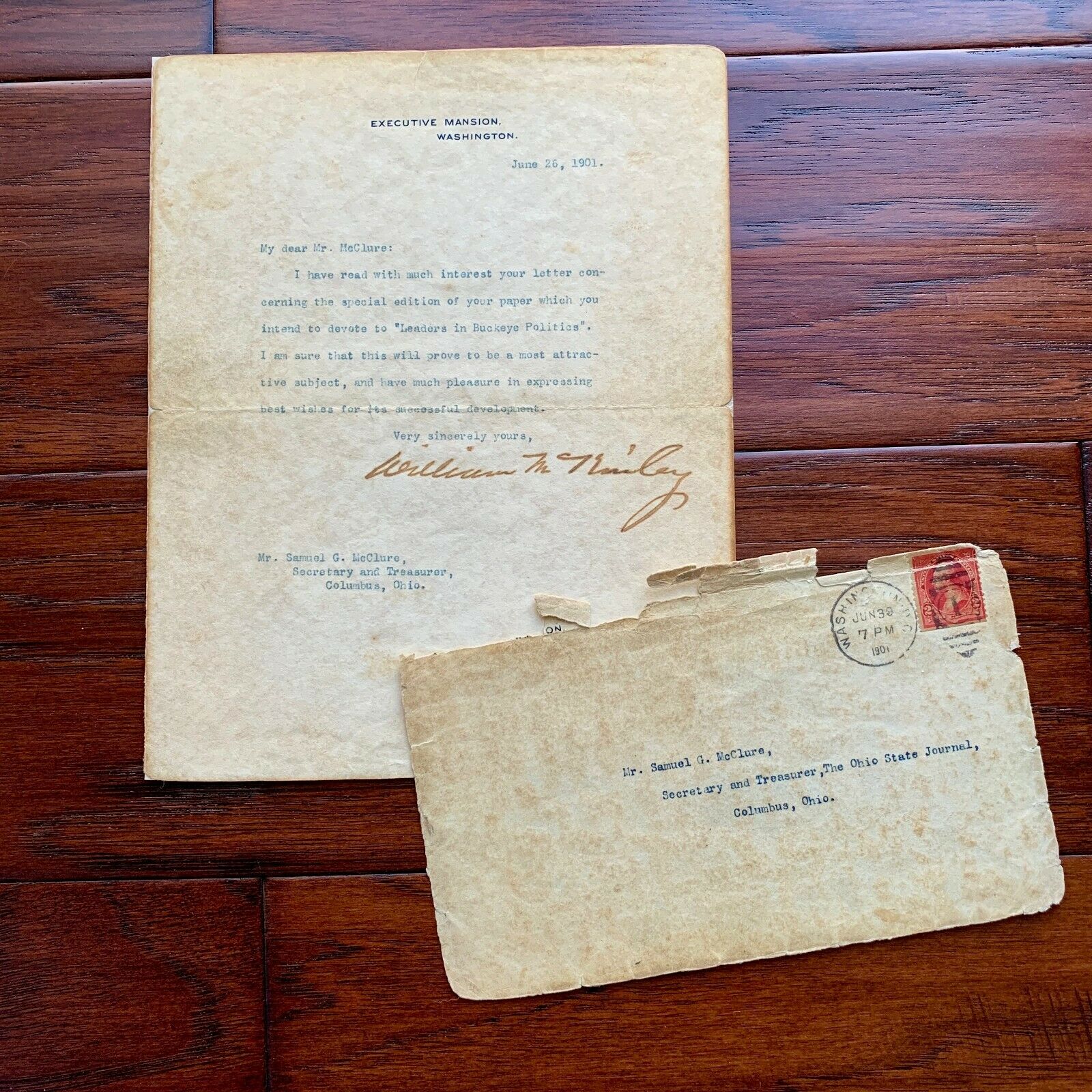 WILLIAM McKINLEY * JSA * AS PRESIDENT Executive Mansion AUTOGRAPH Letter SIGNED