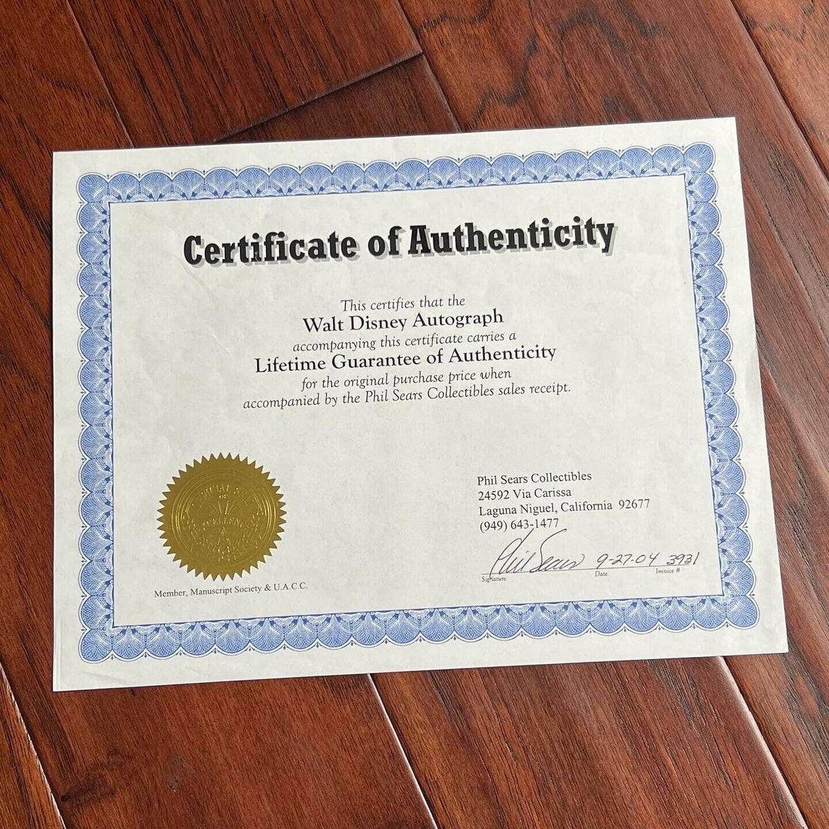 WALT DISNEY * PSA/DNA Slab * Autograph Album Page Signed Excellent Provenance-