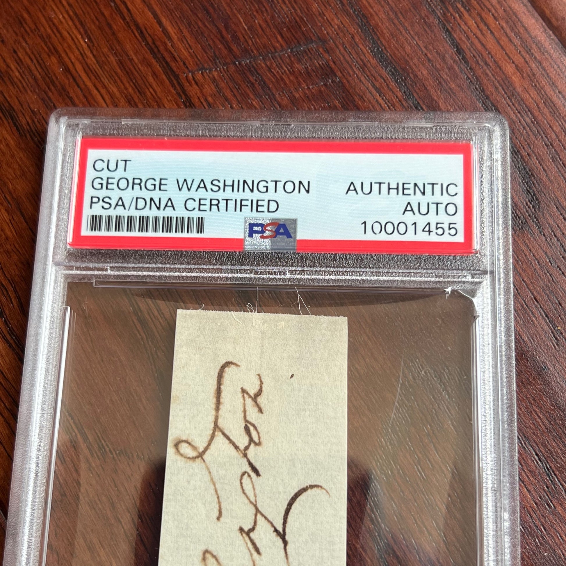 GEORGE WASHINGTON * PSA/DNA Encapsulated * Autograph Cut Signature Signed Slab
