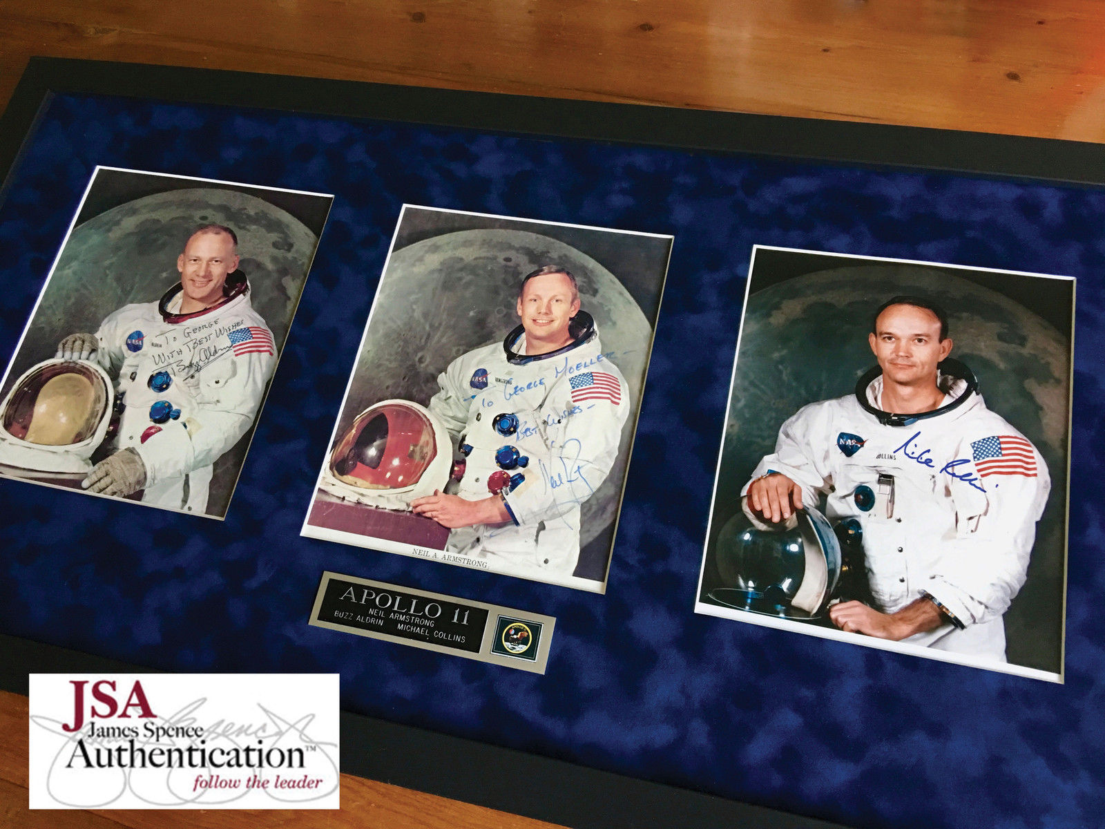 APOLLO 11 CREW SIGNED * JSA COA * scarce AUTOGRAPHS trio * NASA LITHOGRAPH