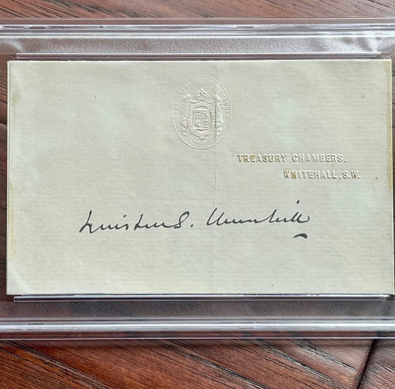 WINSTON S. CHURCHILL * PSA/DNA Slab * Autograph Cut TREASURY Signature SIGNED