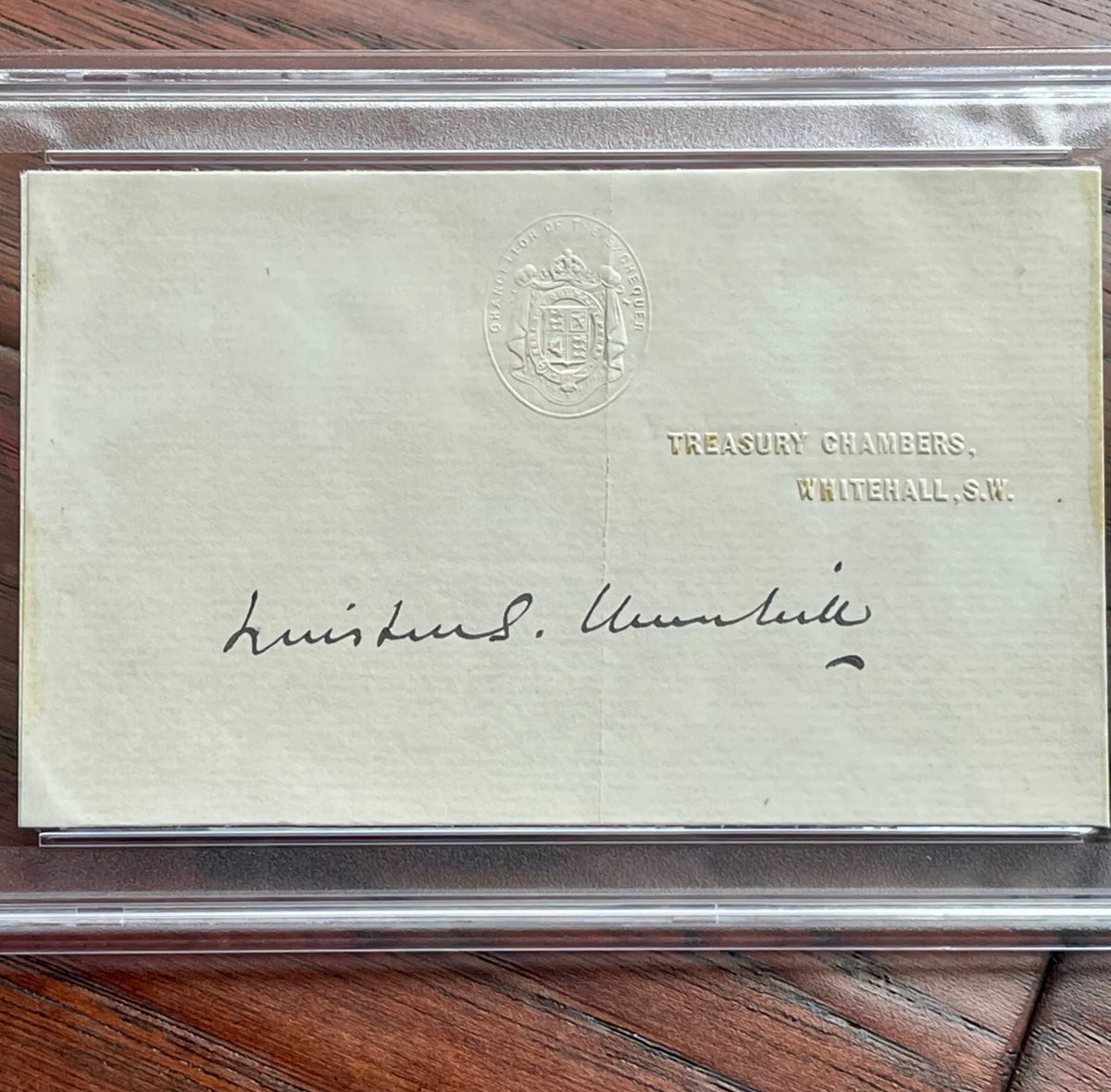 WINSTON S. CHURCHILL * PSA/DNA Slab * Autograph Cut TREASURY Signature SIGNED