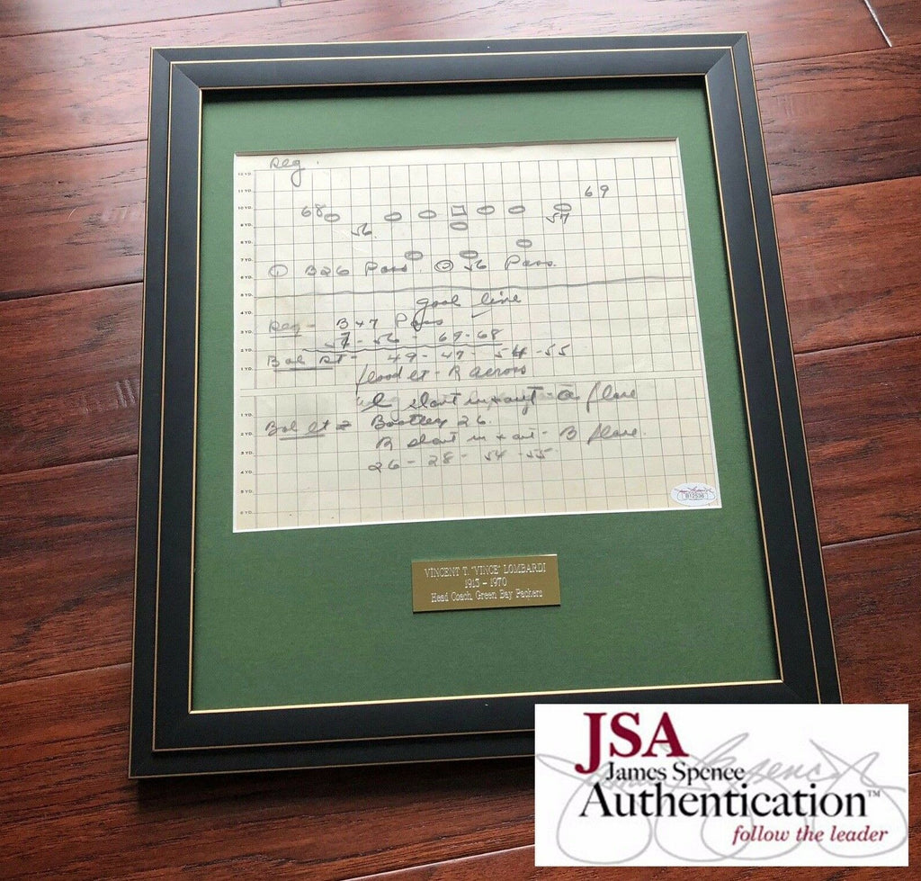 VINCE LOMBARDI * JSA COA * Scarce Handwritten Play Packers
