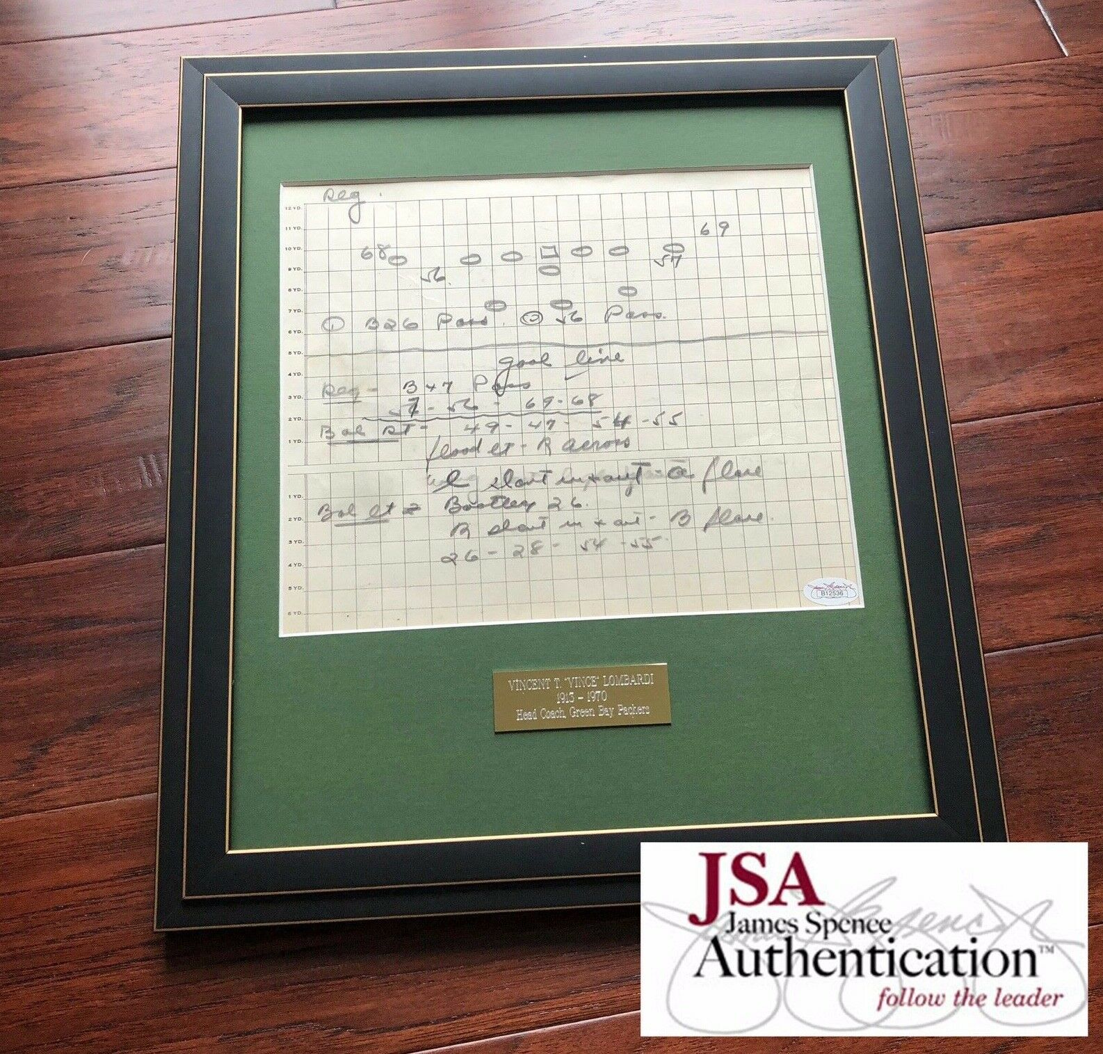 VINCE LOMBARDI * JSA COA * Scarce Handwritten Play Packers