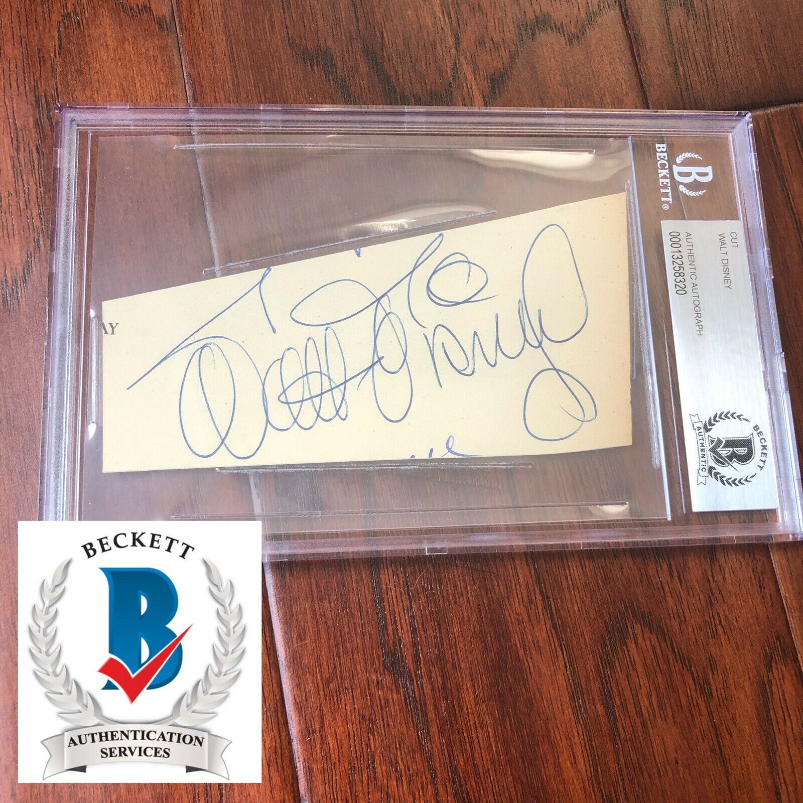 WALT DISNEY * Beckett BAS Slabbed * Large Autograph Cut Signature Signed *