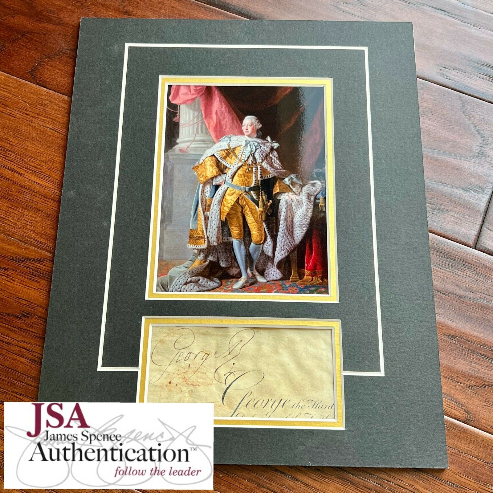 KING GEORGE III * JSA LOA * Hand Signed Large Signature Autograph Display *
