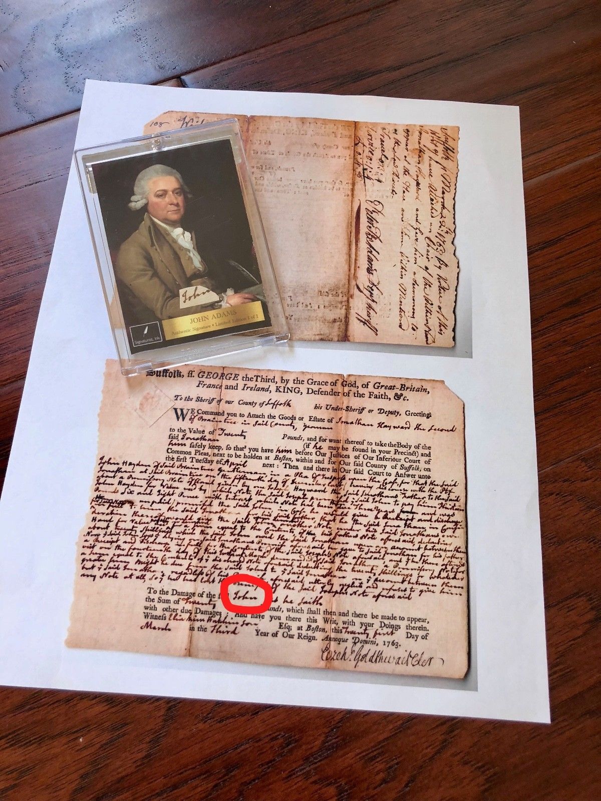 JOHN ADAMS * Scarce AUTOGRAPH Cut Signature SIGNED * 2nd President * 1763