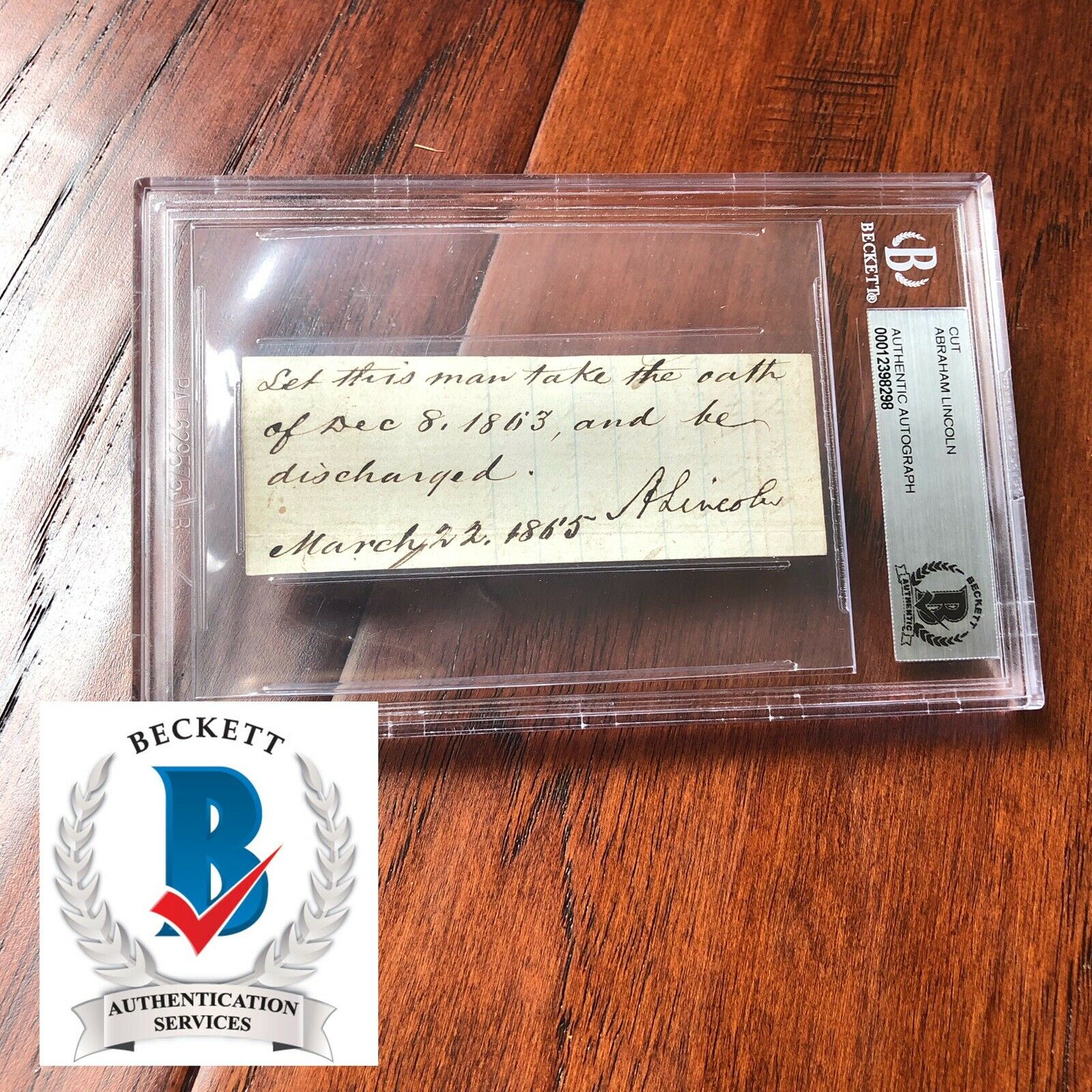 ABRAHAM LINCOLN * BAS JSA * Autograph AMNESTY Signed DAYS BEFORE ASSASSINATION