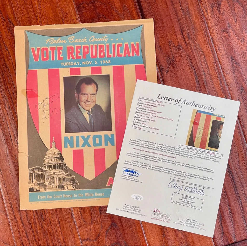 RICHARD NIXON * JSA * Autograph Presidential Campaign Poster Signed * 1968