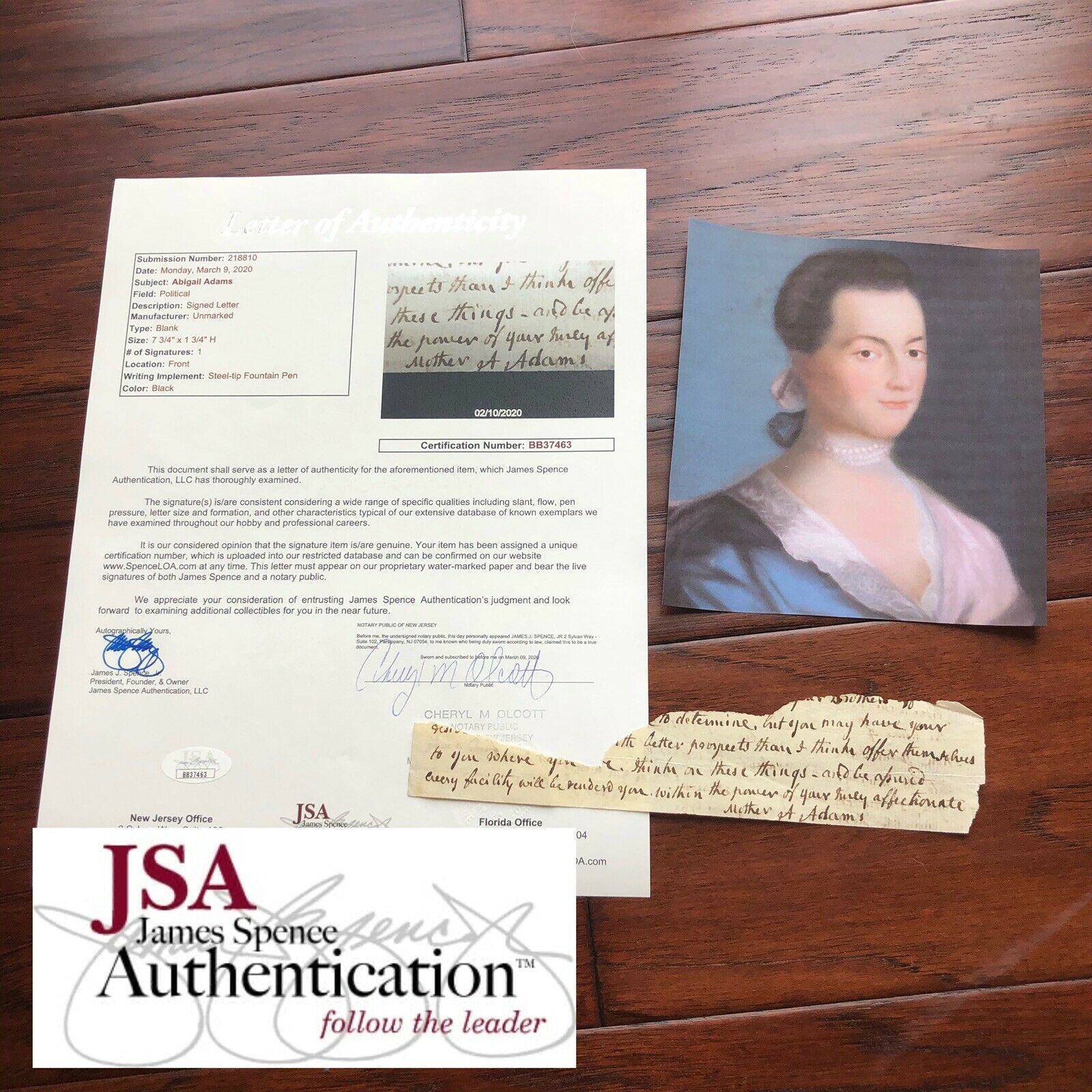 ABIGAIL ADAMS * JSA LOA * Partial Autograph Letter Signed * To John Quincy Adams