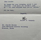 ROBERT F KENNEDY * PSA 10 * Autograph Letter Calling a Friend "Yellow" Signed