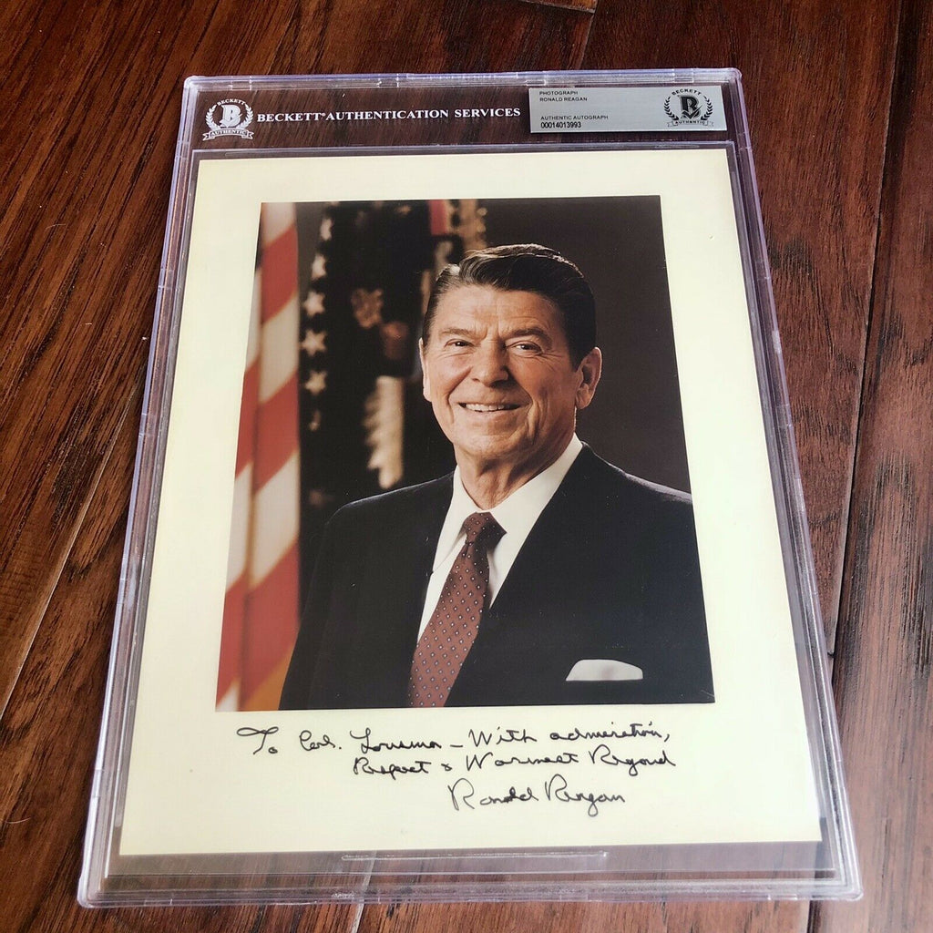 RONALD REAGAN * Beckett BAS * Signed Photo to Jack Lousma As President Autograph