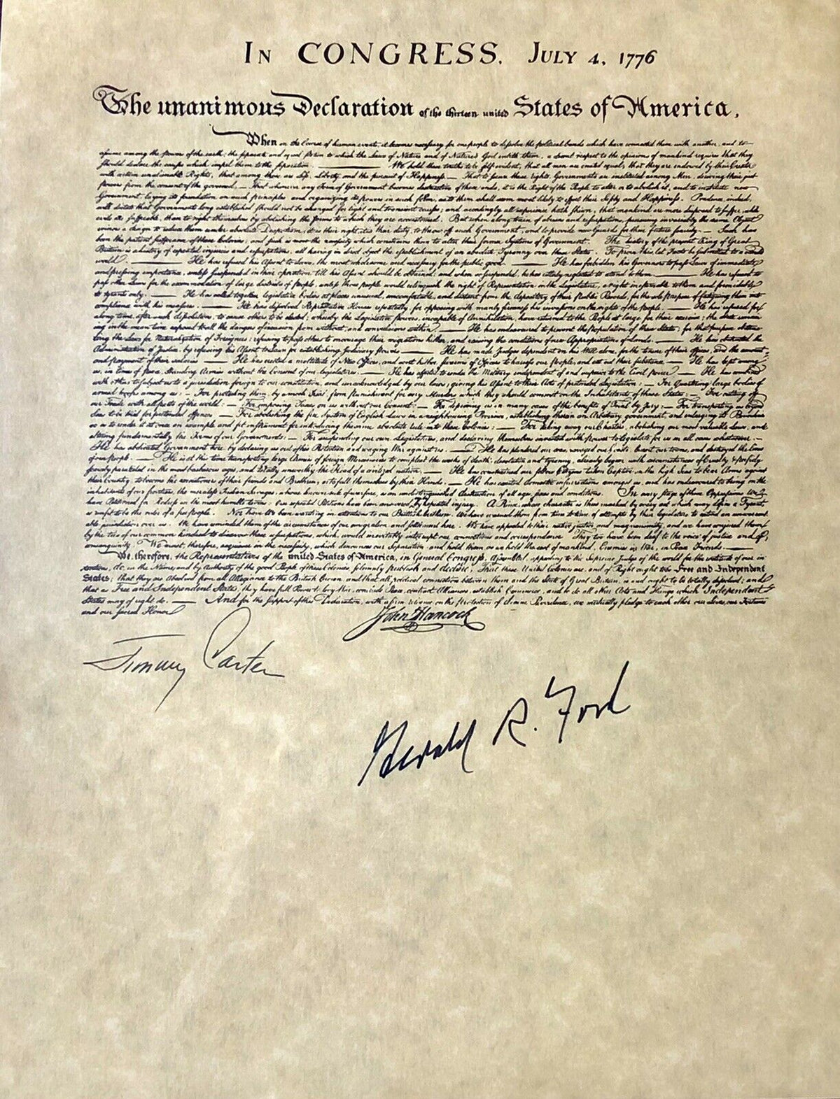 GERALD FORD & JIMMY CARTER * BAS * Autograph Declaration of Independence Signed