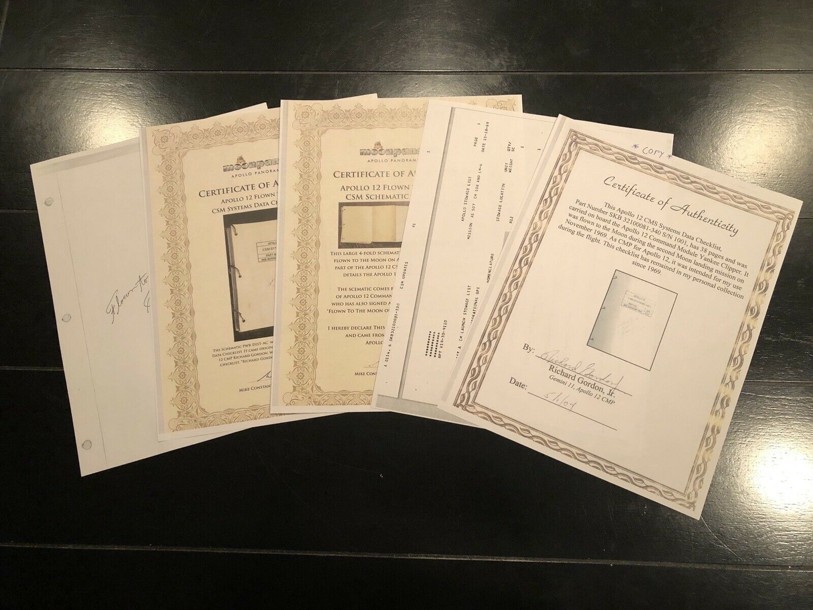 PROOF! * APOLLO 12 SPACE FLOWN SCHEMATIC SECTION * RICHARD GORDON SIGNED COA