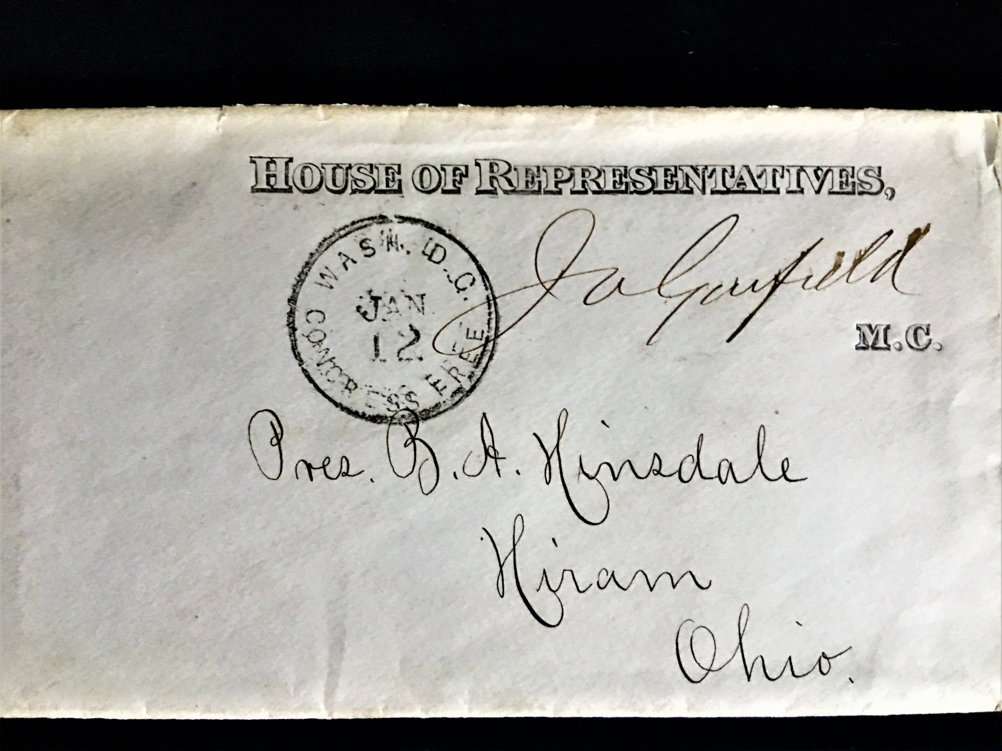 JAMES A. GARFIELD * Rare AUTOGRAPH Signed * Free Frank Envelope * President