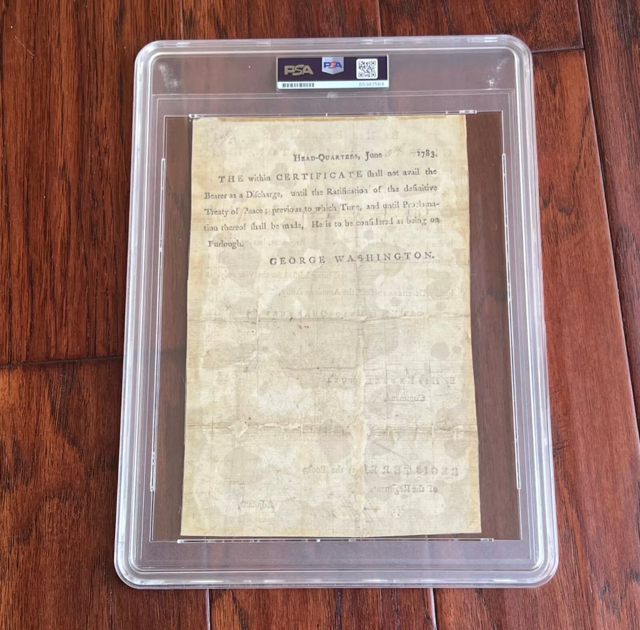 GEORGE WASHINGTON PSA Autograph VALLEY FORGE Revolutionary War Discharge SIGNED