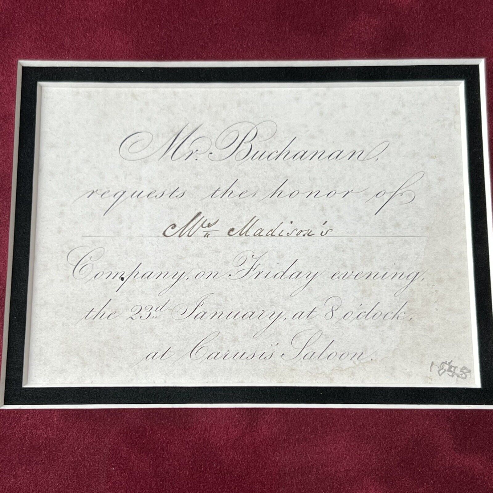 JAMES BUCHANAN & DOLLEY MADISON * Invitation Sent To First Lady Dolley Madison *