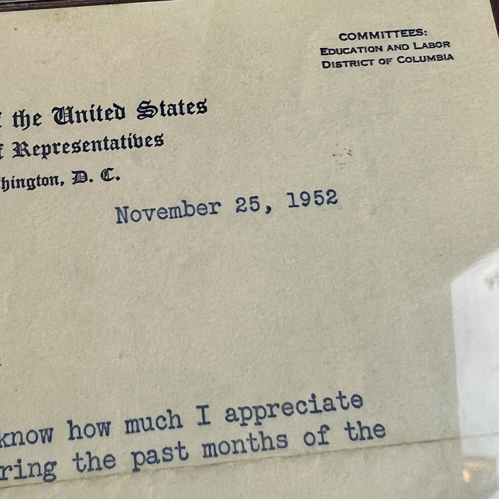 JOHN F. KENNEDY * Beckett BAS * Autograph Senate Letter Re: Eisenhower Signed