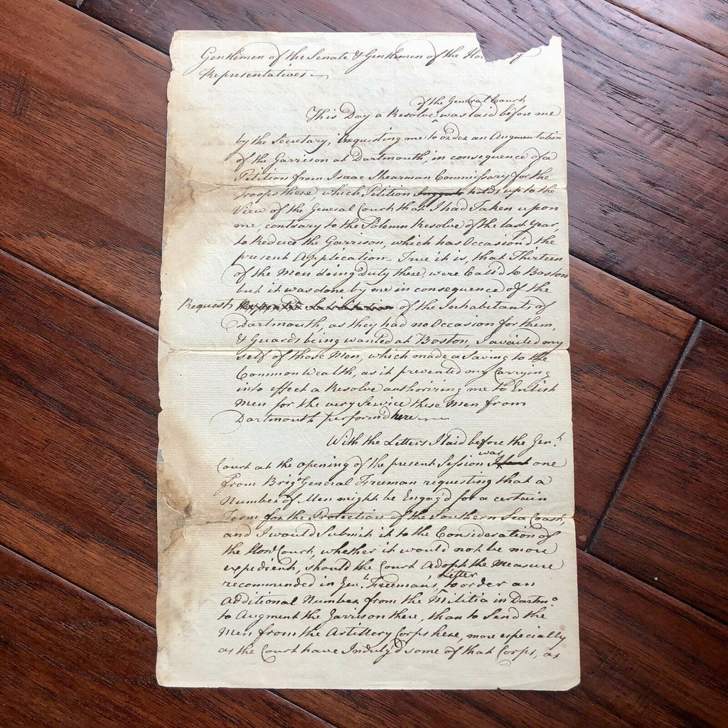 JOHN HANCOCK * JSA * Handwritten Draft Reinforcing Troops * No Autograph Signed