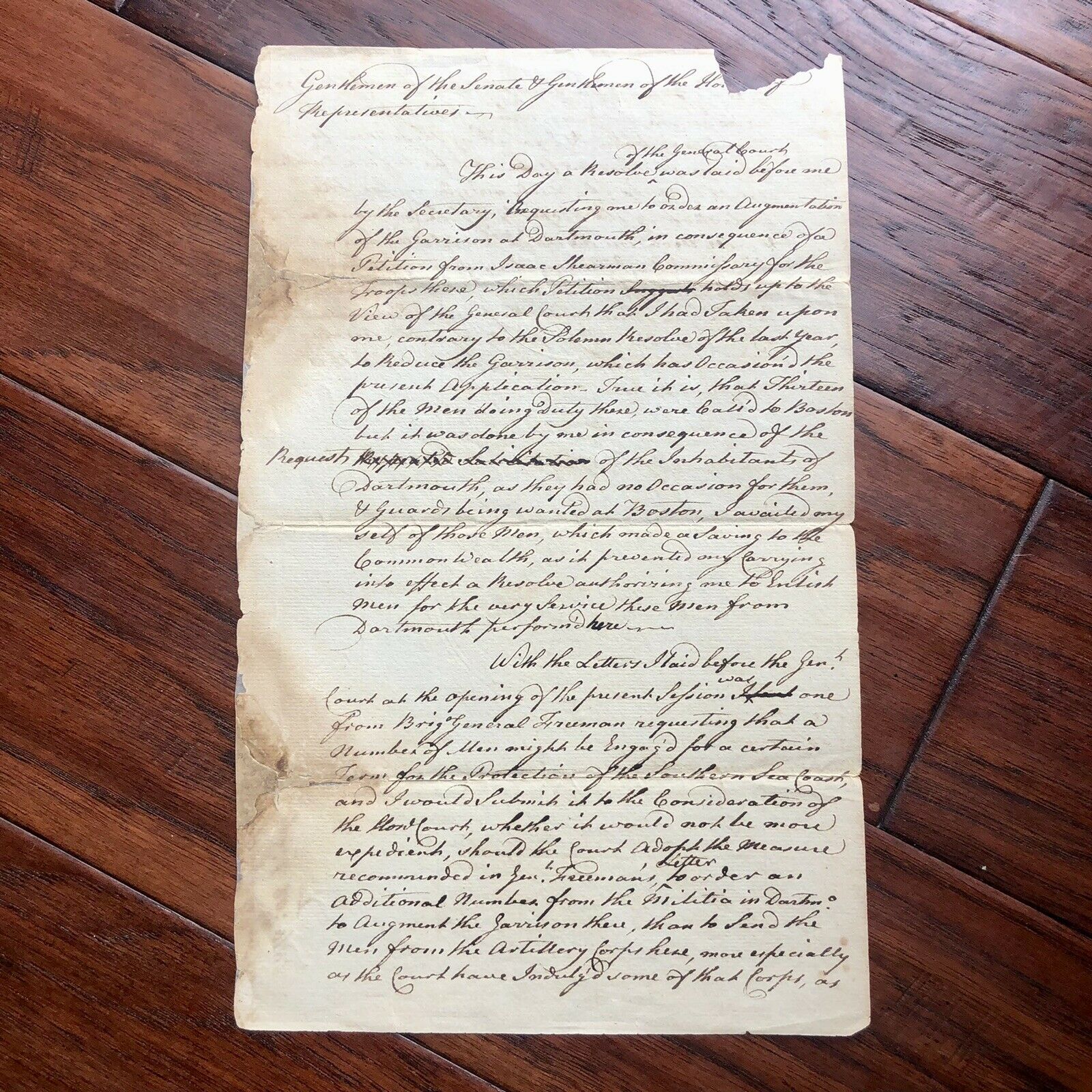 JOHN HANCOCK * JSA * Handwritten Draft Reinforcing Troops * No Autograph Signed