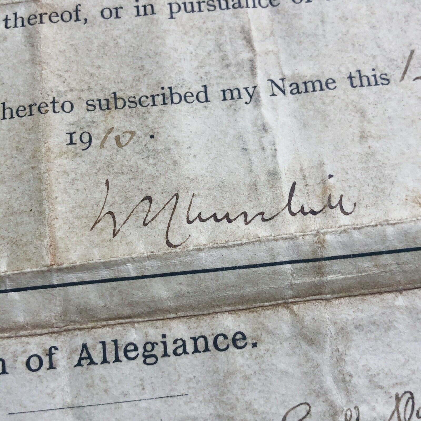WINSTON S. CHURCHILL * JSA LOA * Hand Signed Naturalization Document Autograph *
