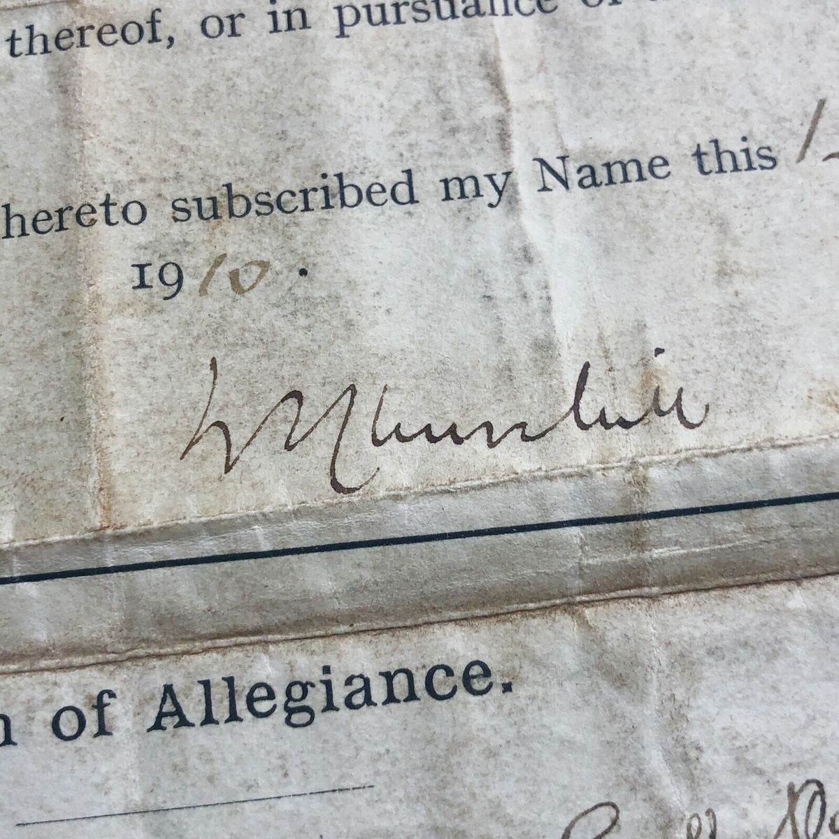 WINSTON S. CHURCHILL * JSA LOA * Hand Signed Naturalization Document Autograph *