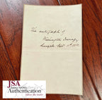WASHINGTON IRVING * JSA LOA * Signed Autograph Page Inscribed from Sleepy Hallow