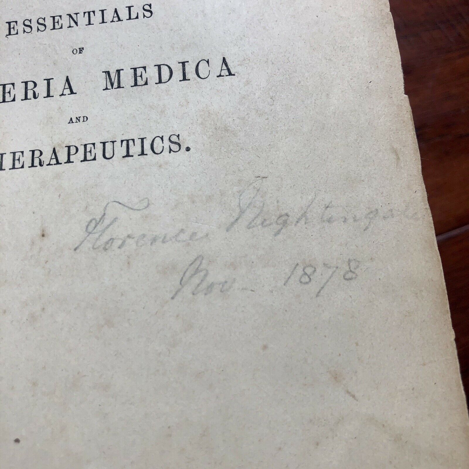 FLORENCE NIGHTINGALE * JSA * Autograph Medical Book Signed to Shipwreck Nurse *