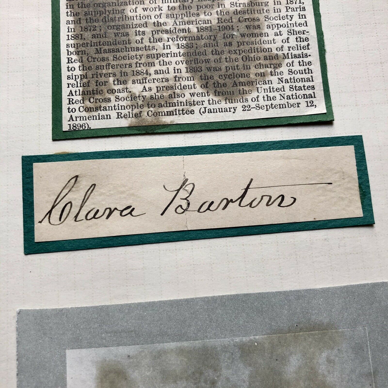 CLARA BARTON * JSA LOA * Red Cross Founder Mounted Autograph Cut Signed