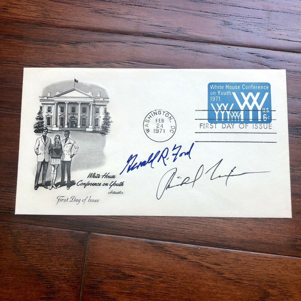 GERALD FORD & RICHARD NIXON * JSA LOA * Hand Signed Autograph Envelope First Day
