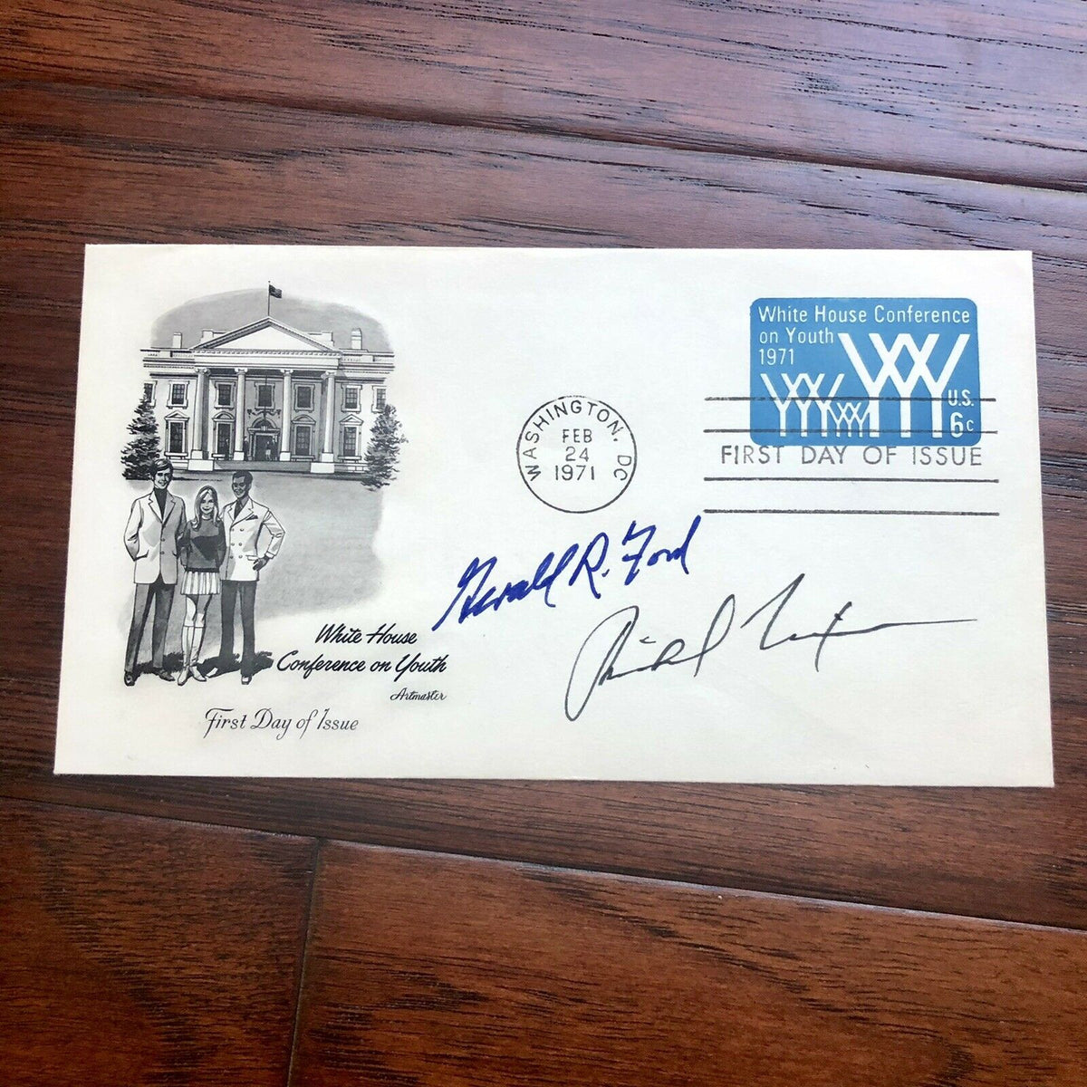 GERALD FORD & RICHARD NIXON * JSA LOA * Hand Signed Autograph Envelope First Day