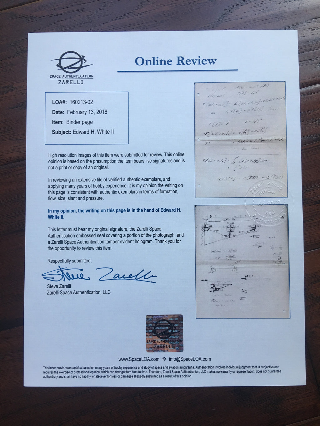 EDWARD H. WHITE II * Authentic Half Page Notes * FULL OF DIAGRAMS  * APOLLO 1