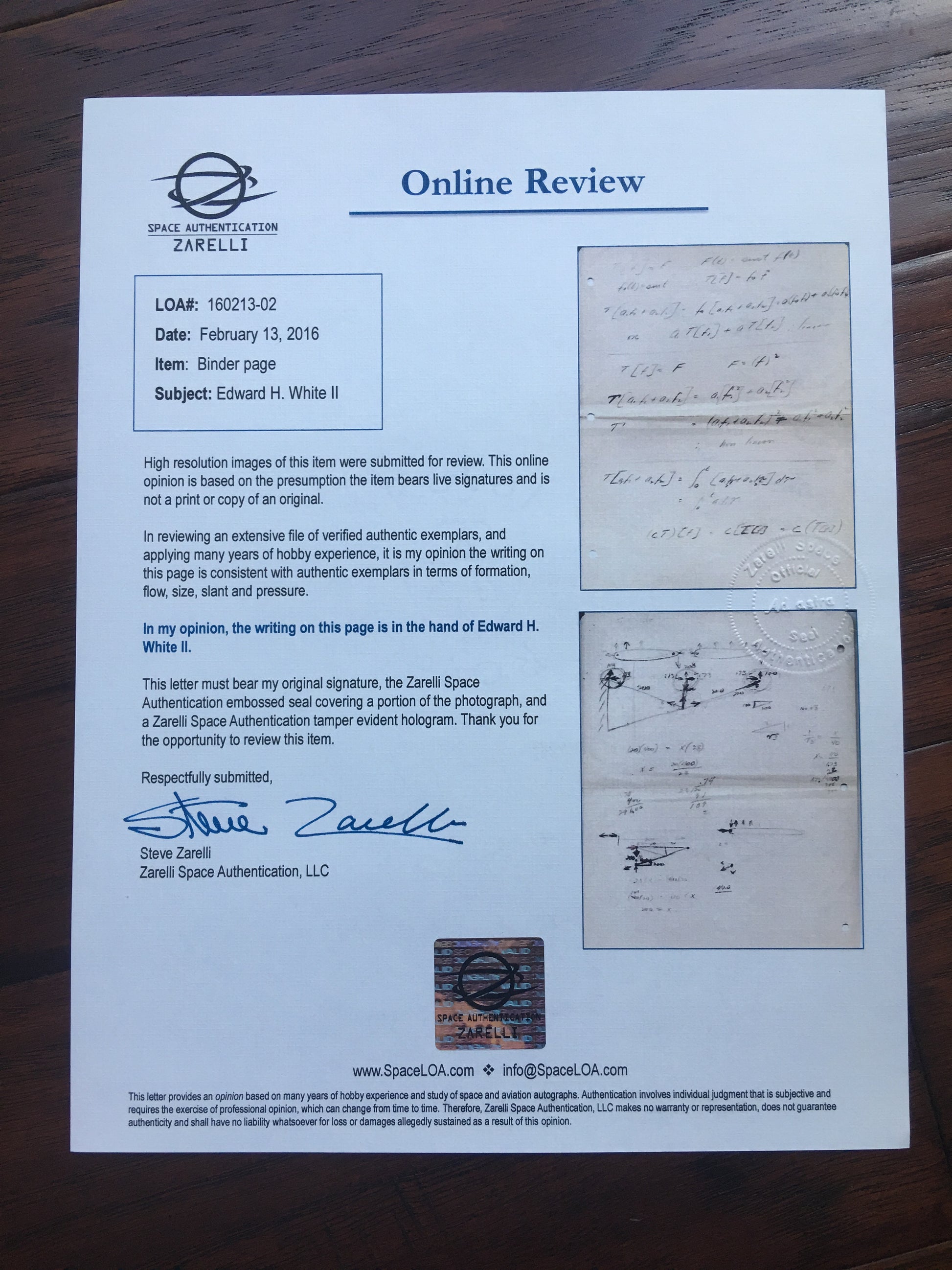 EDWARD H. WHITE II * Authentic Half Page Notes * FULL OF DIAGRAMS  * APOLLO 1