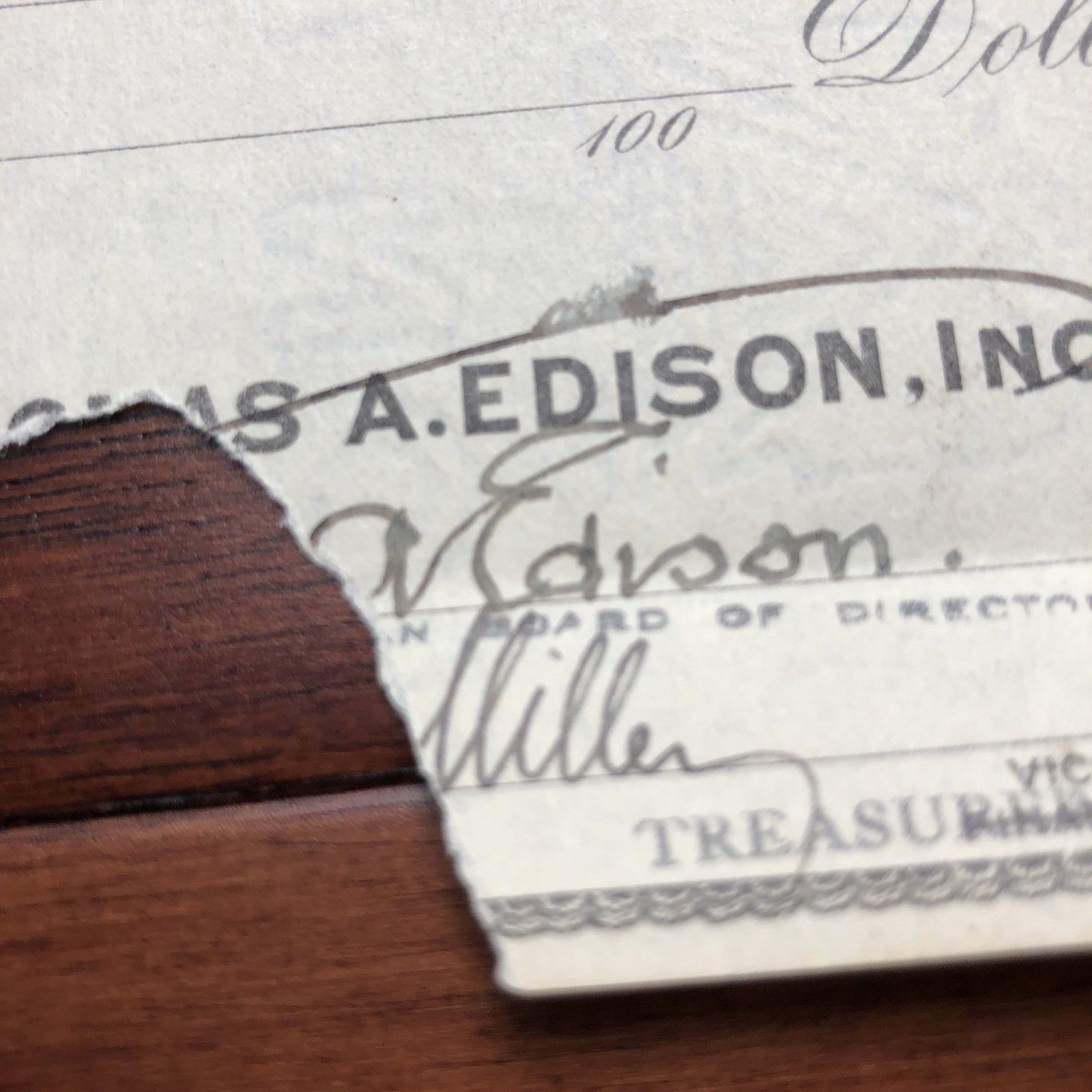 THOMAS A. EDISON * PSA/DNA * $100,000 Hand SIGNED Check * AUTOGRAPH