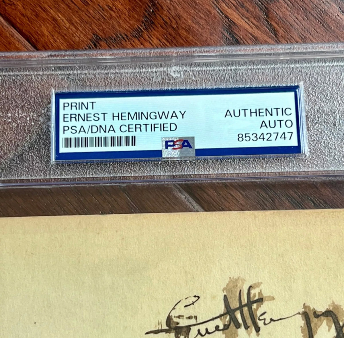 ERNEST HEMINGWAY * PSA * Autograph "OLD MAN AND THE SEA" Souvenir Print Signed