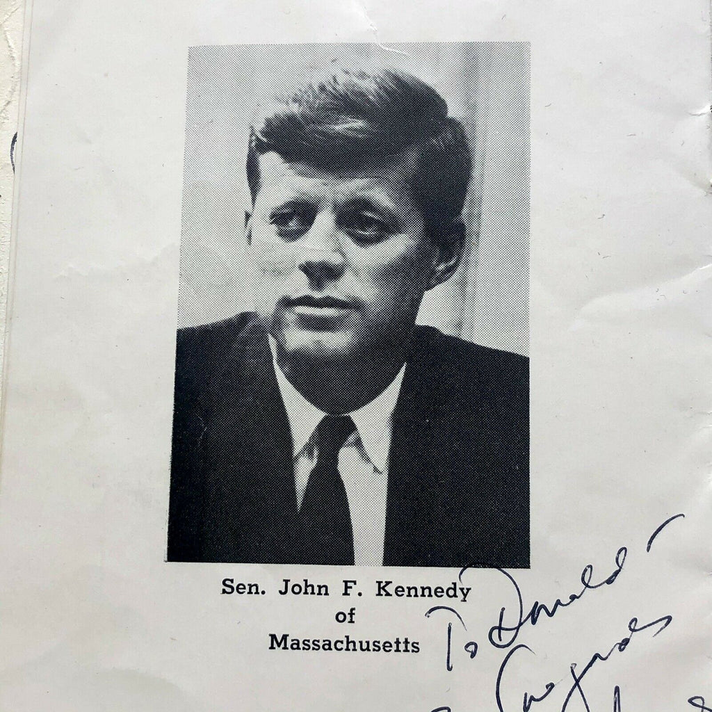 JOHN F. KENNEDY * JSA LOA * Autograph Photo Signed As Senator In Dinner Program