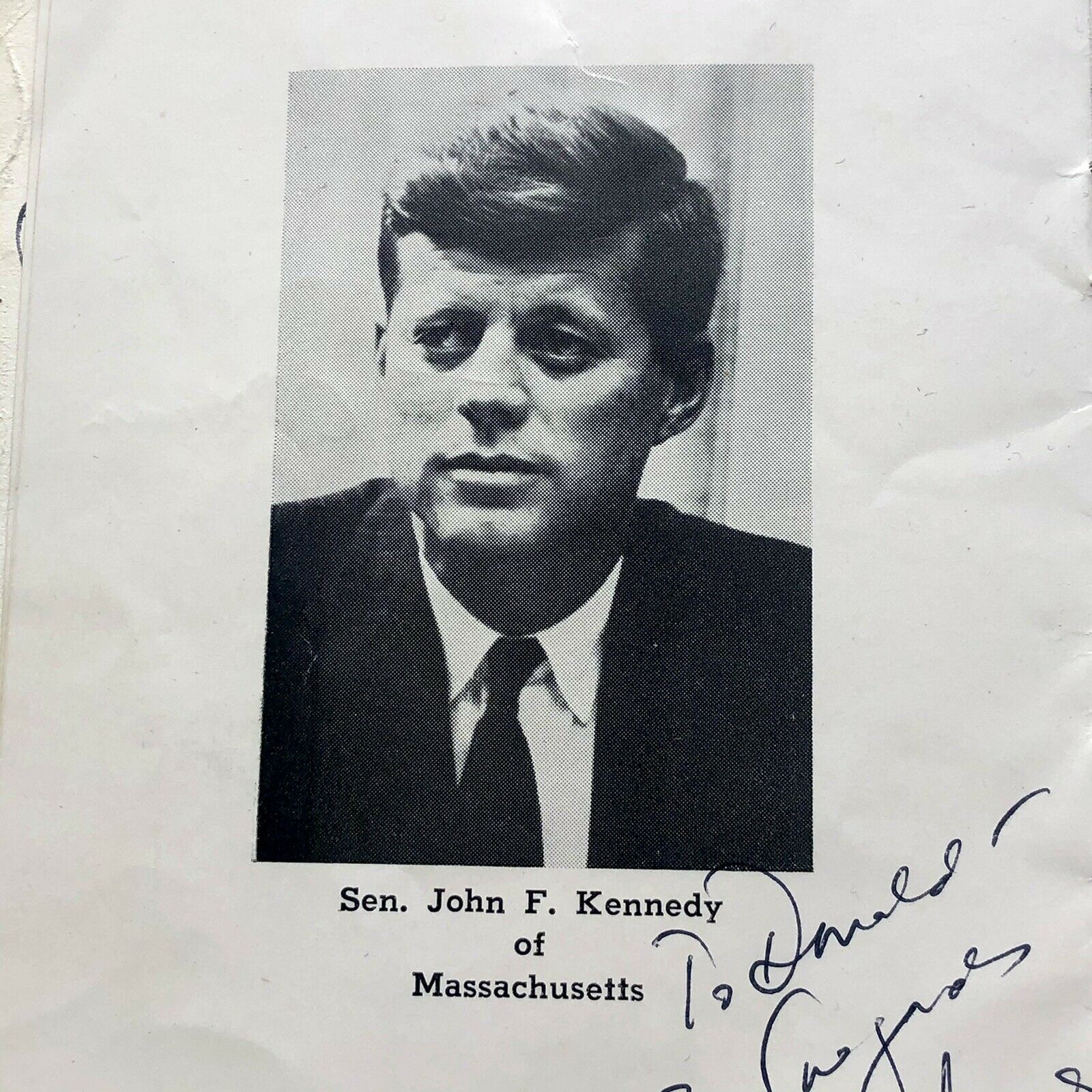 JOHN F. KENNEDY * JSA LOA * Autograph Photo Signed As Senator In Dinner Program