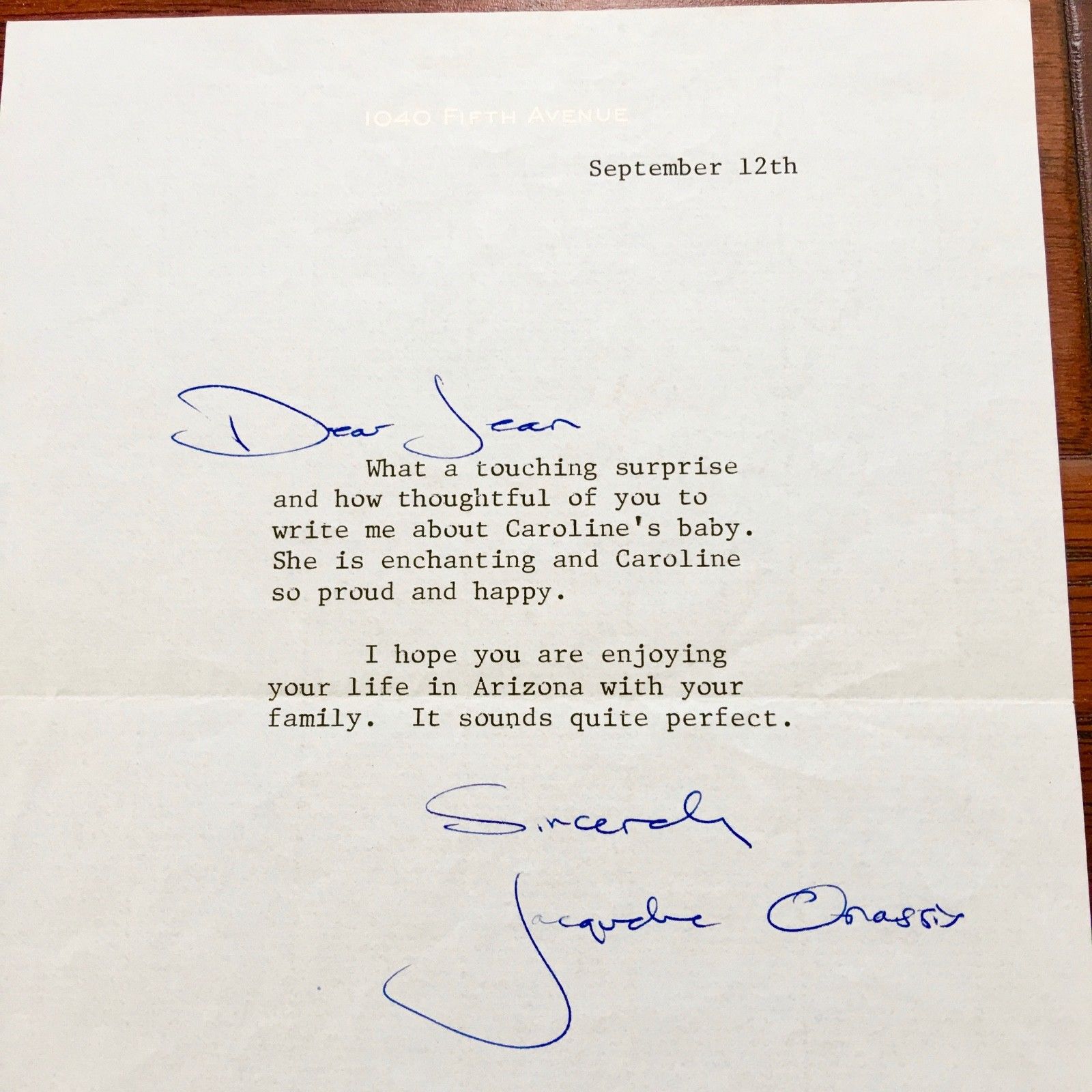 JACQUELINE KENNEDY * PSA/DNA * AUTOGRAPH Typed Letter SIGNED To Mom's Caretaker