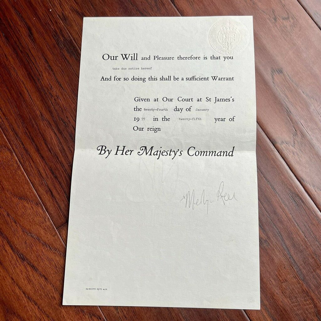 QUEEN ELIZABETH II * JSA LOA * Hand Signed Royal Pardon Document Autograph
