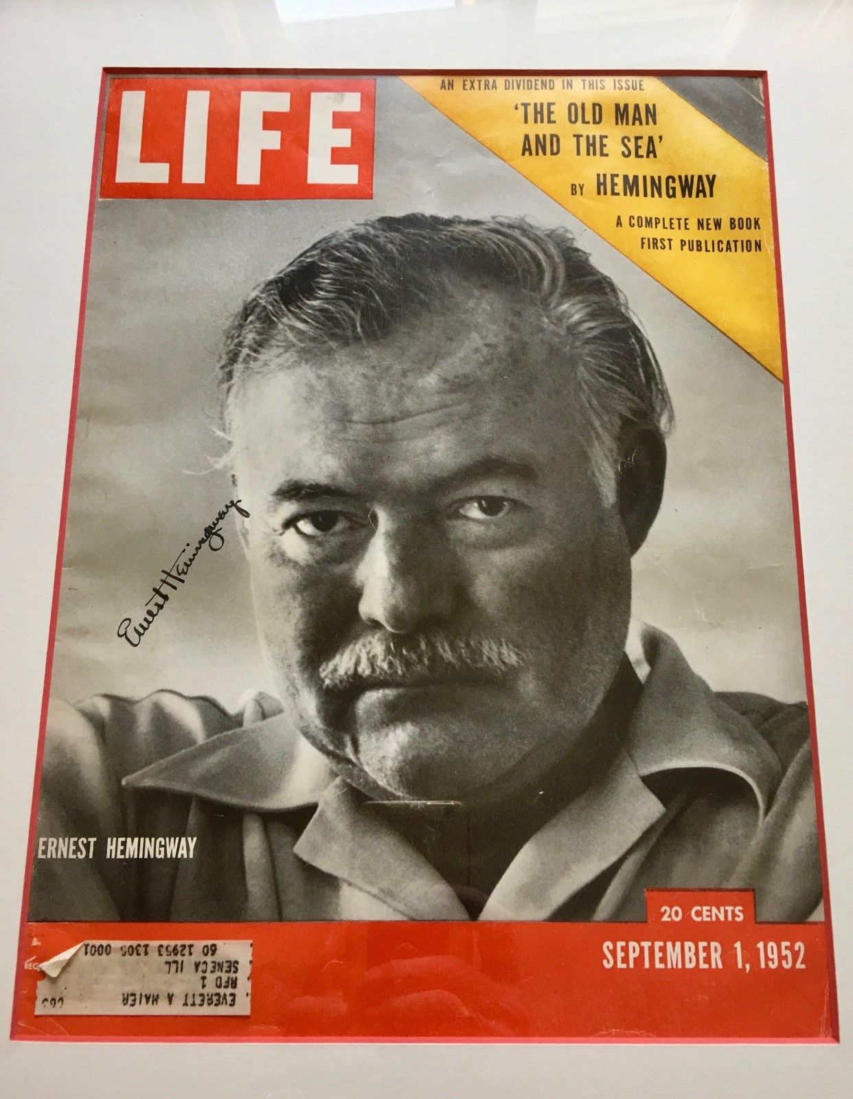 ERNEST HEMINGWAY Autograph OLD MAN & THE SEA First Publication LIFE Book SIGNED
