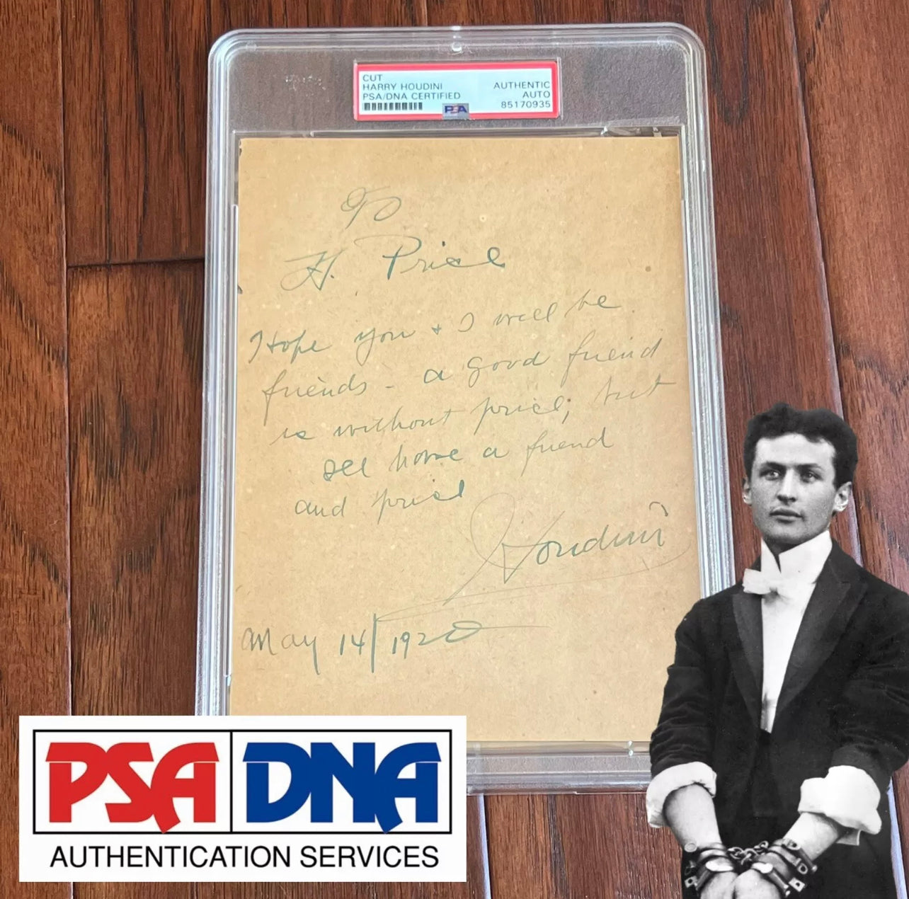 HARRY HOUDINI * PSA * Autograph Humorous Note Signed * Magician & Escape Artist