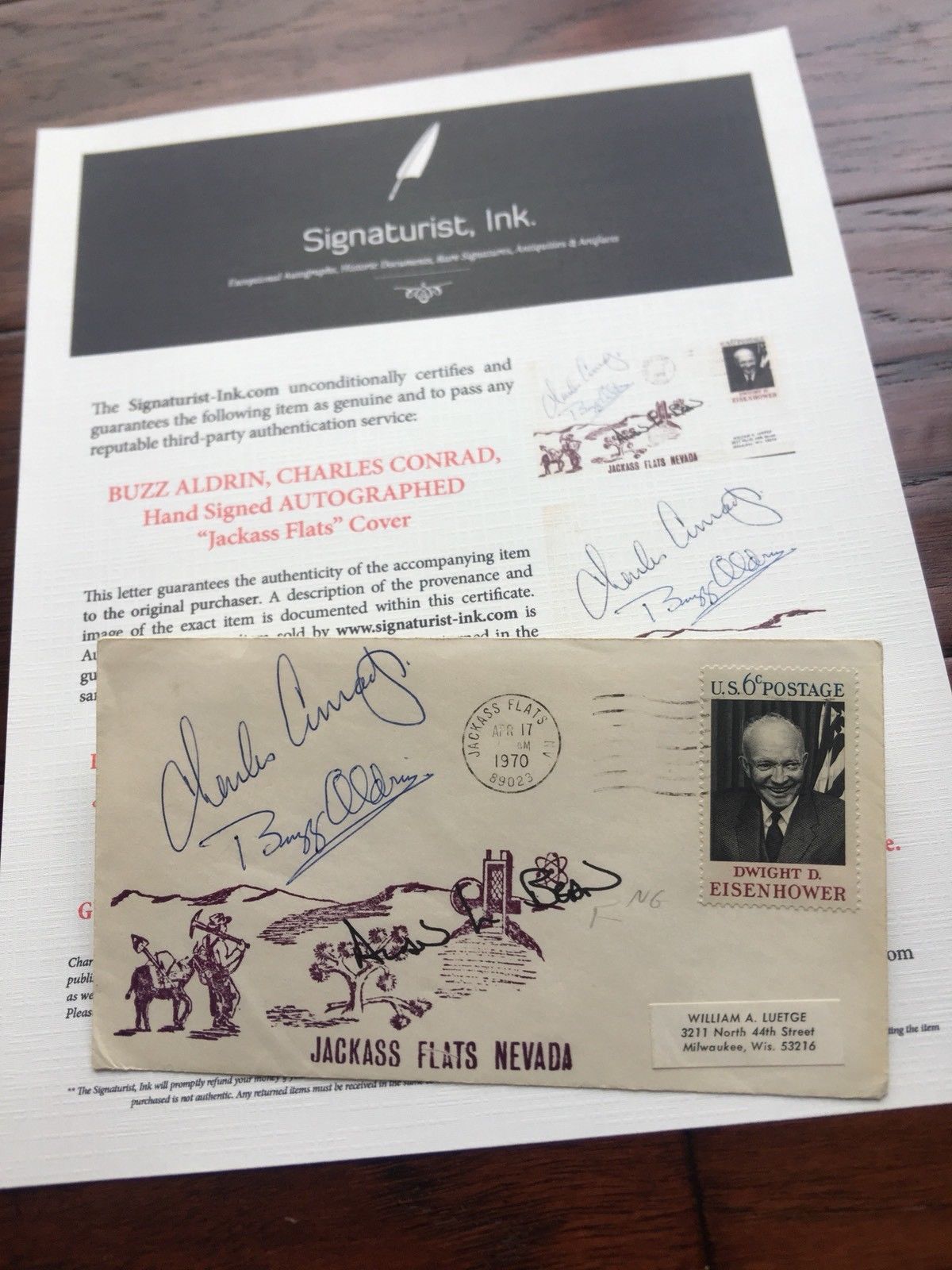 BUZZ ALDRIN * Charles CONRAD * Autograph Signed * Cachet Cover Apollo 11 & 12
