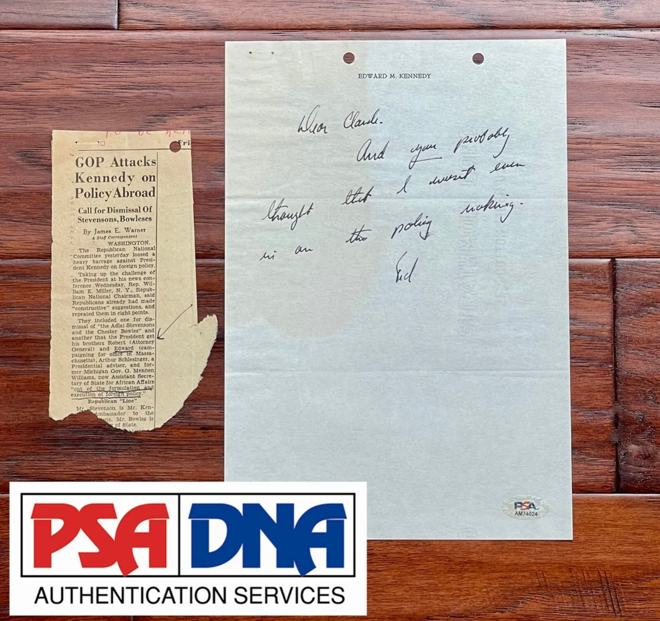 Robert & Ted Kennedy Letters PSA